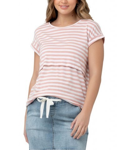 Lionel Stripe Nursing Tee Dusty pink / white $35.25 Tops