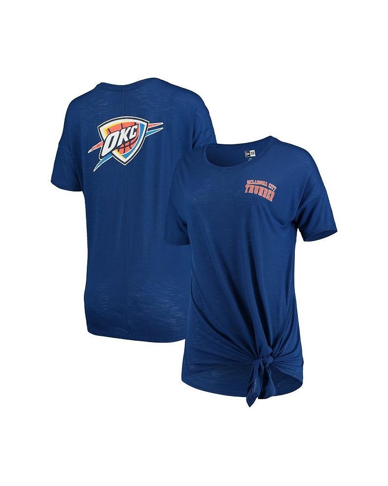 Women's Blue Oklahoma City Thunder Side-Tie Slub T-shirt Blue $19.80 Tops