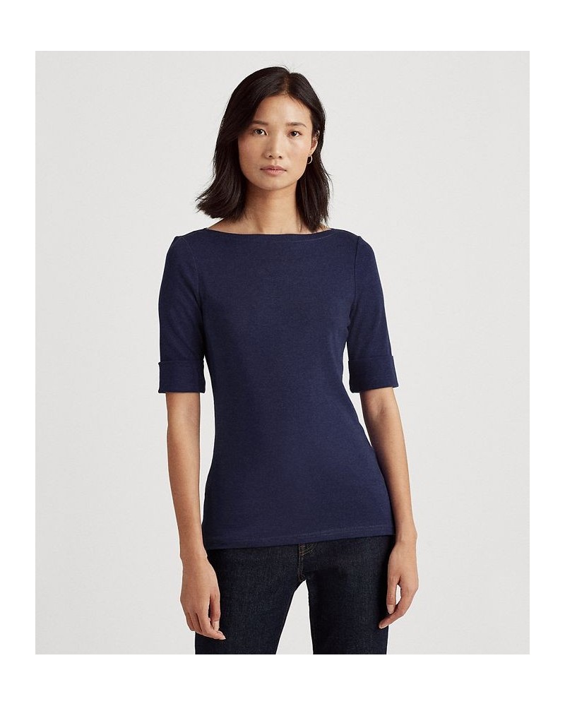 Stretch Boatneck Top Regular & Petite Blue $26.78 Tops