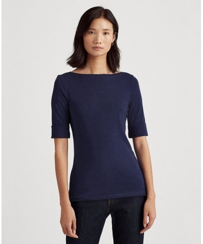 Stretch Boatneck Top Regular & Petite Blue $26.78 Tops