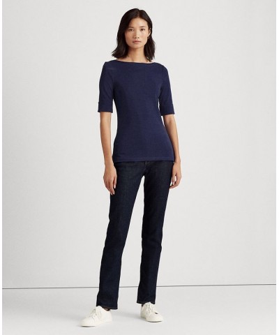 Stretch Boatneck Top Regular & Petite Blue $26.78 Tops