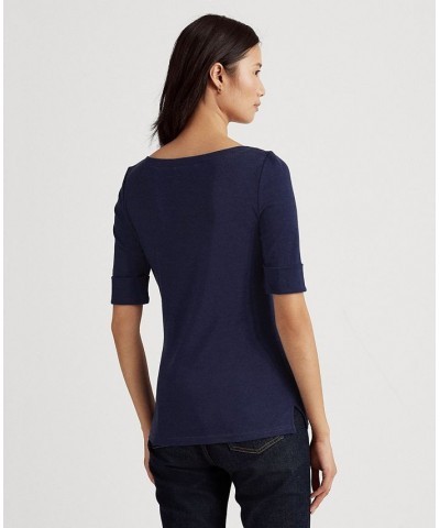 Stretch Boatneck Top Regular & Petite Blue $26.78 Tops