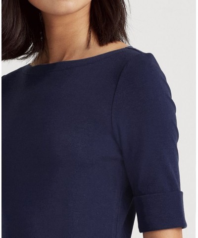 Stretch Boatneck Top Regular & Petite Blue $26.78 Tops