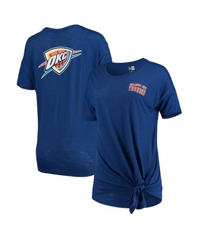 Women's Blue Oklahoma City Thunder Side-Tie Slub T-shirt Blue $19.80 Tops