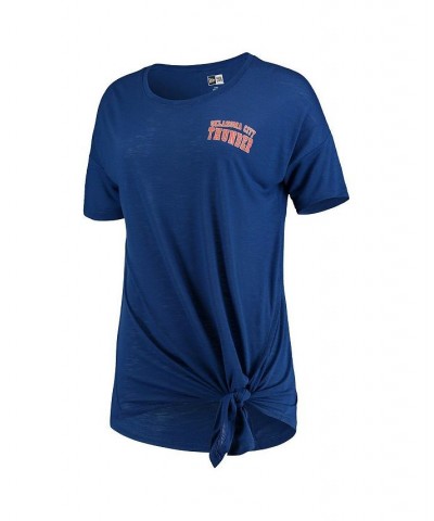 Women's Blue Oklahoma City Thunder Side-Tie Slub T-shirt Blue $19.80 Tops