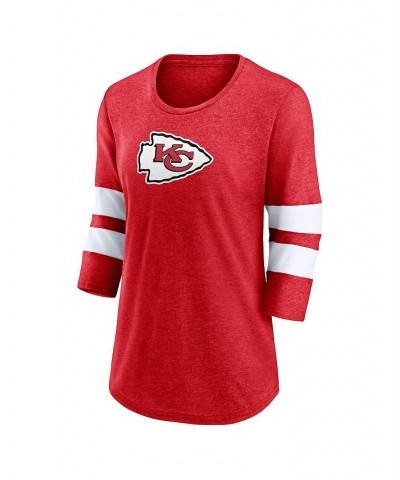 Women's Branded Heathered Red Kansas City Chiefs Primary Logo 3/4 Sleeve Scoop Neck T-shirt Heathered Red $21.60 Tops