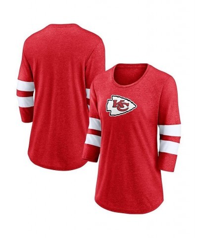 Women's Branded Heathered Red Kansas City Chiefs Primary Logo 3/4 Sleeve Scoop Neck T-shirt Heathered Red $21.60 Tops