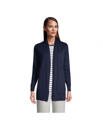 Women's Petite Cotton Open Long Cardigan Sweater Radiant navy $41.38 Sweaters