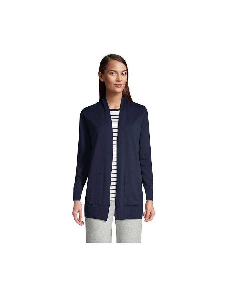 Women's Petite Cotton Open Long Cardigan Sweater Radiant navy $41.38 Sweaters