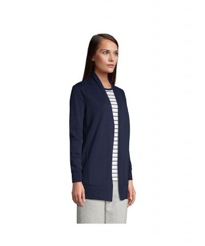 Women's Petite Cotton Open Long Cardigan Sweater Radiant navy $41.38 Sweaters