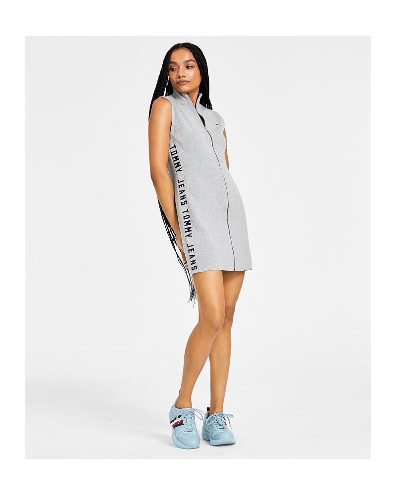 Women's Zip-Front Sweater Dress Gray $21.30 Dresses