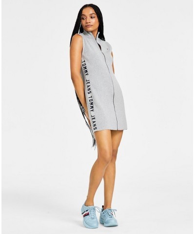 Women's Zip-Front Sweater Dress Gray $21.30 Dresses