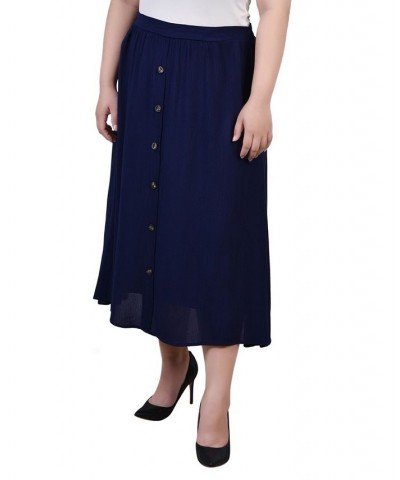 Plus Size Knee Length A-Line Skirt Blue $17.04 Skirts