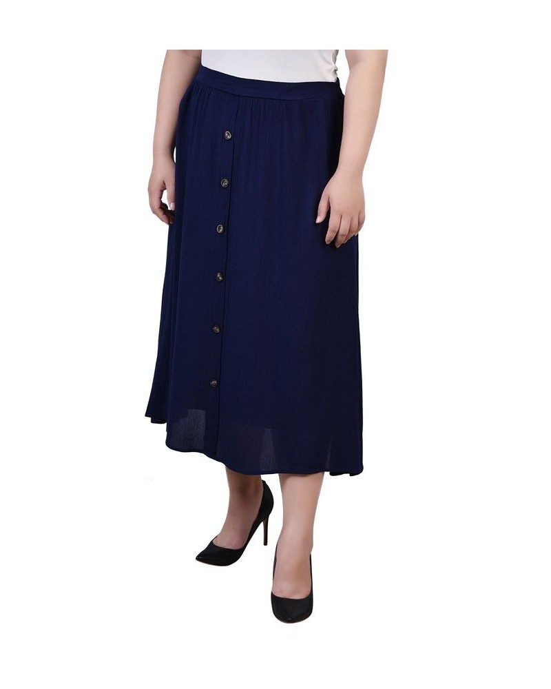 Plus Size Knee Length A-Line Skirt Blue $17.04 Skirts