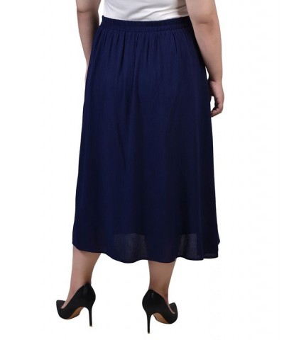 Plus Size Knee Length A-Line Skirt Blue $17.04 Skirts