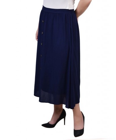 Plus Size Knee Length A-Line Skirt Blue $17.04 Skirts