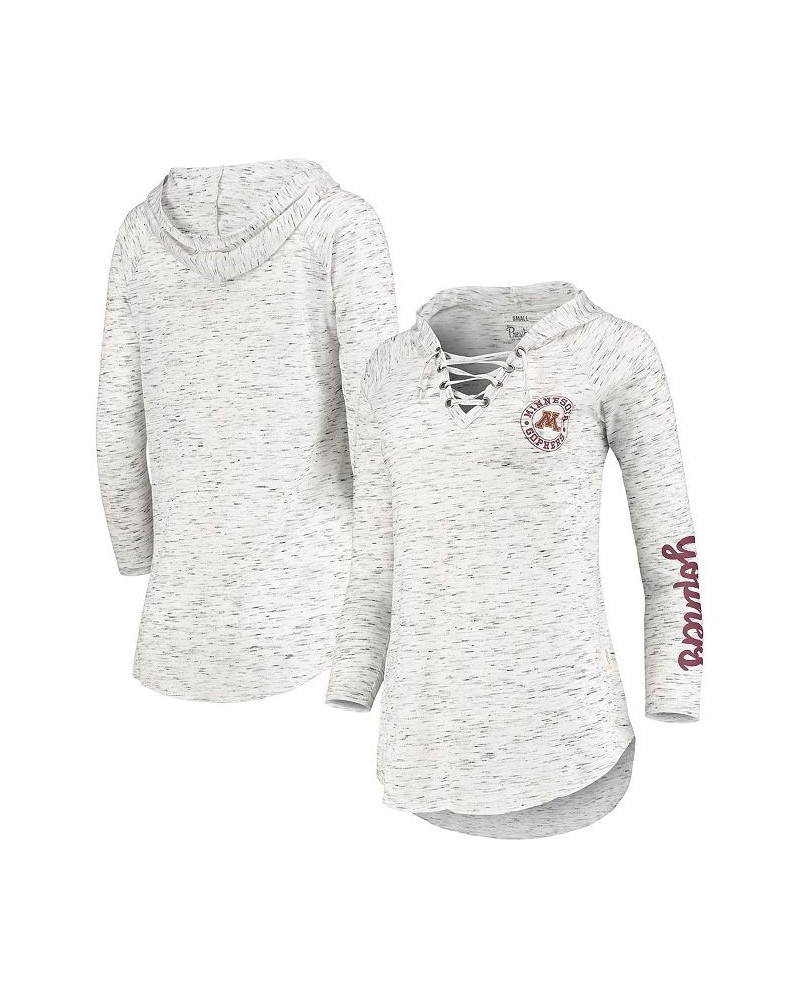 Women's Gray Minnesota Golden Gophers Space Dye Lace-Up V-Neck Long Sleeve T-shirt Gray $31.89 Tops