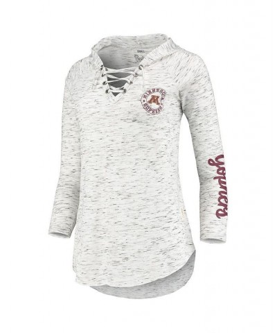 Women's Gray Minnesota Golden Gophers Space Dye Lace-Up V-Neck Long Sleeve T-shirt Gray $31.89 Tops