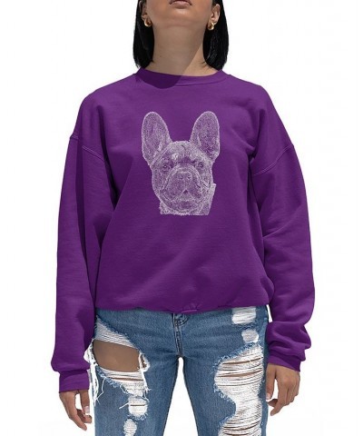 Women's Word Art Crewneck French Bulldog Sweatshirt Purple $24.00 Tops