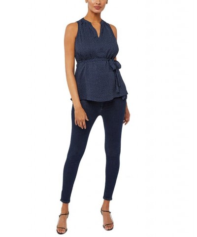 Pleated Maternity Top Blue $30.24 Tops