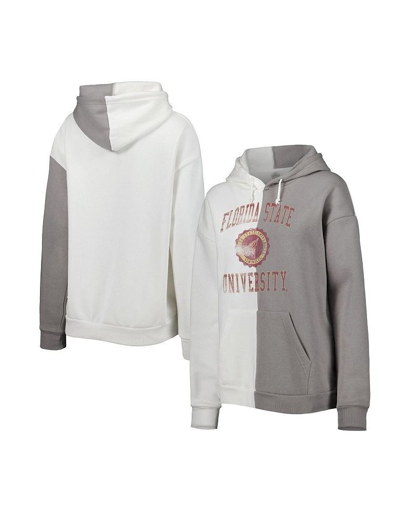 Women's Gray White Florida State Seminoles Split Pullover Hoodie Gray, White $35.20 Sweatshirts