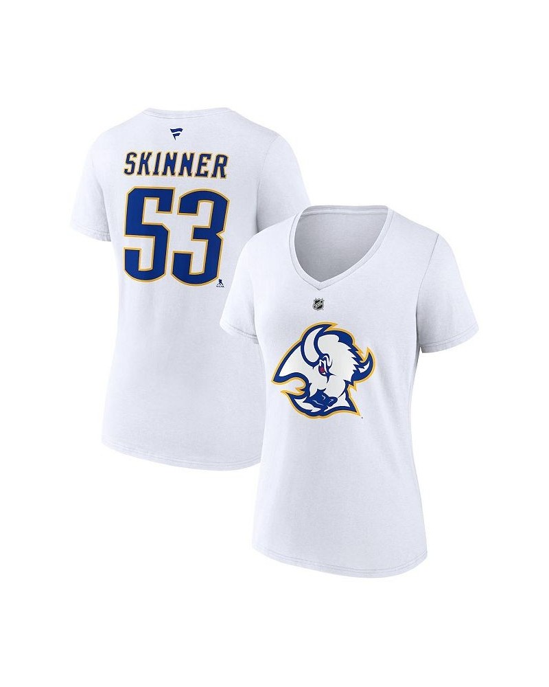 Women's Branded Jeff Skinner White Buffalo Sabres Special Edition 2.0 Name and Number V-Neck T-shirt White $15.60 Tops