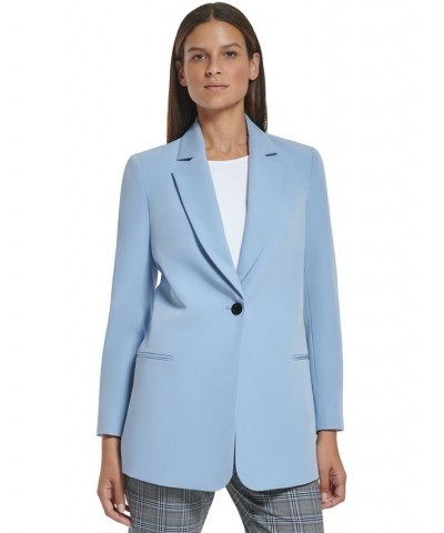 Women's Long Single-Button Blazer Midnight $25.80 Jackets