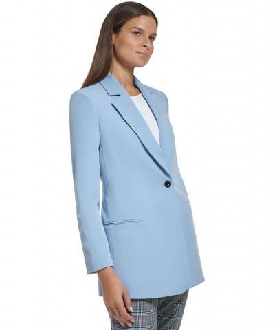 Women's Long Single-Button Blazer Midnight $25.80 Jackets