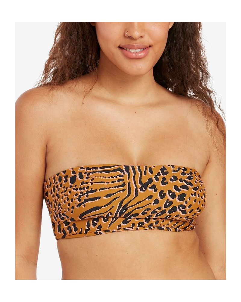 Juniors' Running Wild Bikini Tube Top Orange Animal Print $11.68 Swimsuits