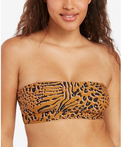 Juniors' Running Wild Bikini Tube Top Orange Animal Print $11.68 Swimsuits