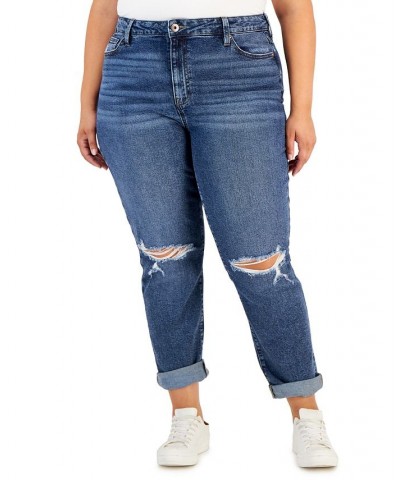 Trendy Plus Size Cuffed Mom Jeans Rare Occurrence $17.69 Jeans