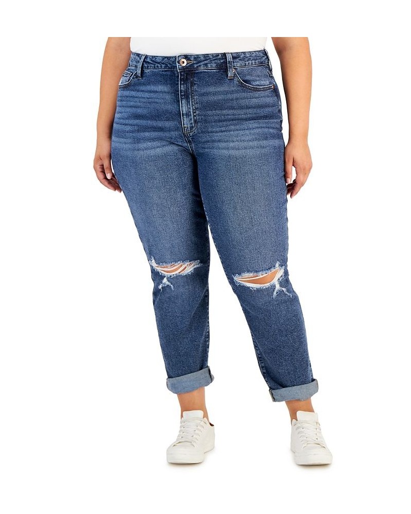 Trendy Plus Size Cuffed Mom Jeans Rare Occurrence $17.69 Jeans