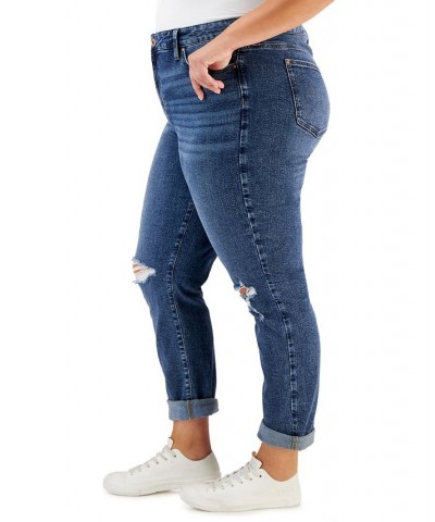 Trendy Plus Size Cuffed Mom Jeans Rare Occurrence $17.69 Jeans