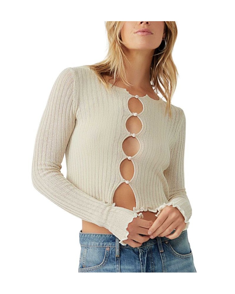 Women's Erica Rib-Knit Cropped Cardigan White $34.56 Sweaters