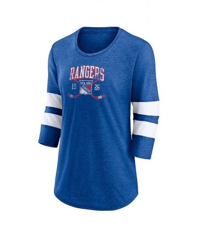 Women's Branded Heather Blue New York Rangers Line Shift Tri-Blend Three-Quarter Sleeve T-shirt Heather Blue $21.12 Tops