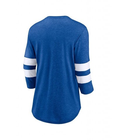 Women's Branded Heather Blue New York Rangers Line Shift Tri-Blend Three-Quarter Sleeve T-shirt Heather Blue $21.12 Tops