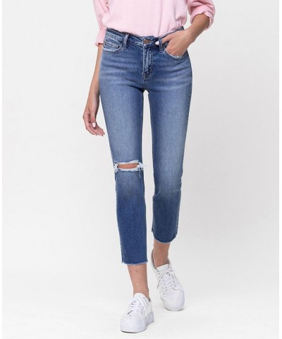 Women's Mid-Rise Straight Crop Jeans Medium Blue $40.98 Jeans