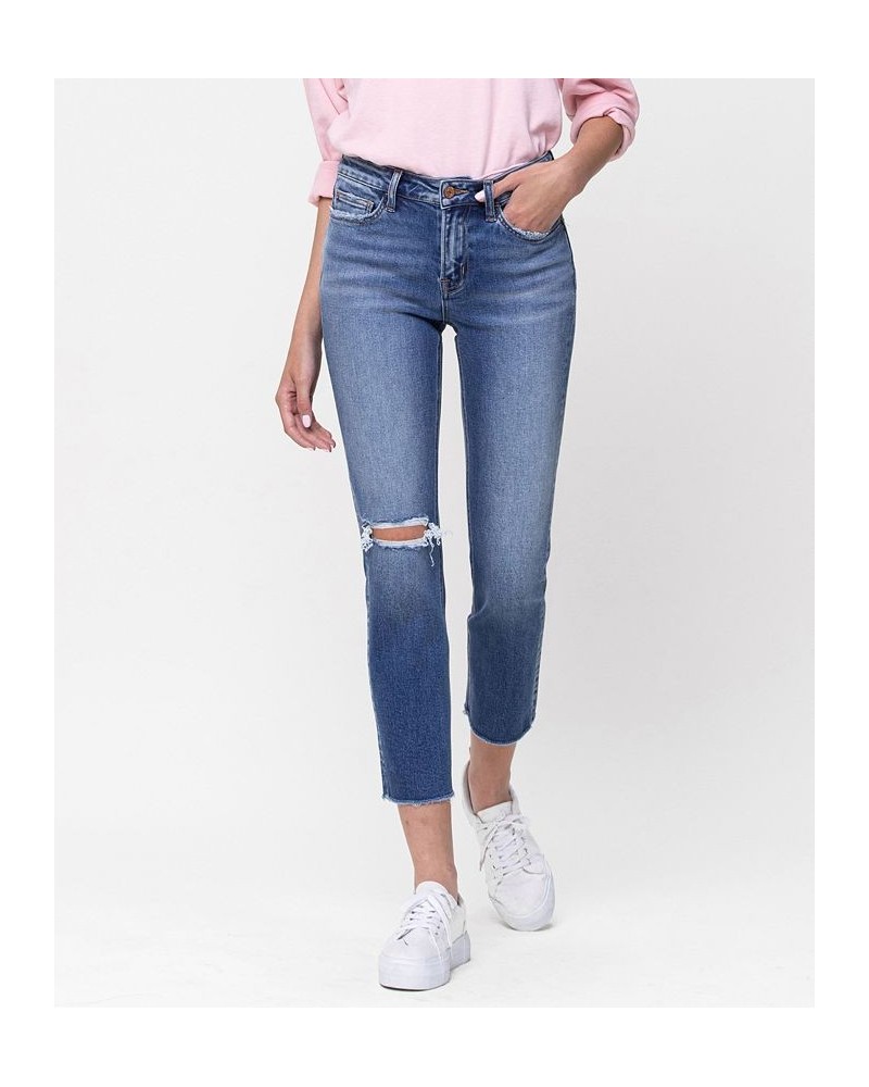 Women's Mid-Rise Straight Crop Jeans Medium Blue $40.98 Jeans