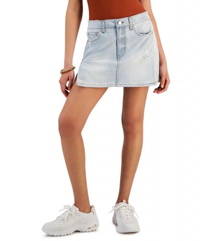 Juniors' Side-Slit A-Line Denim Mini Skirt Anders Wash $13.44 Skirts