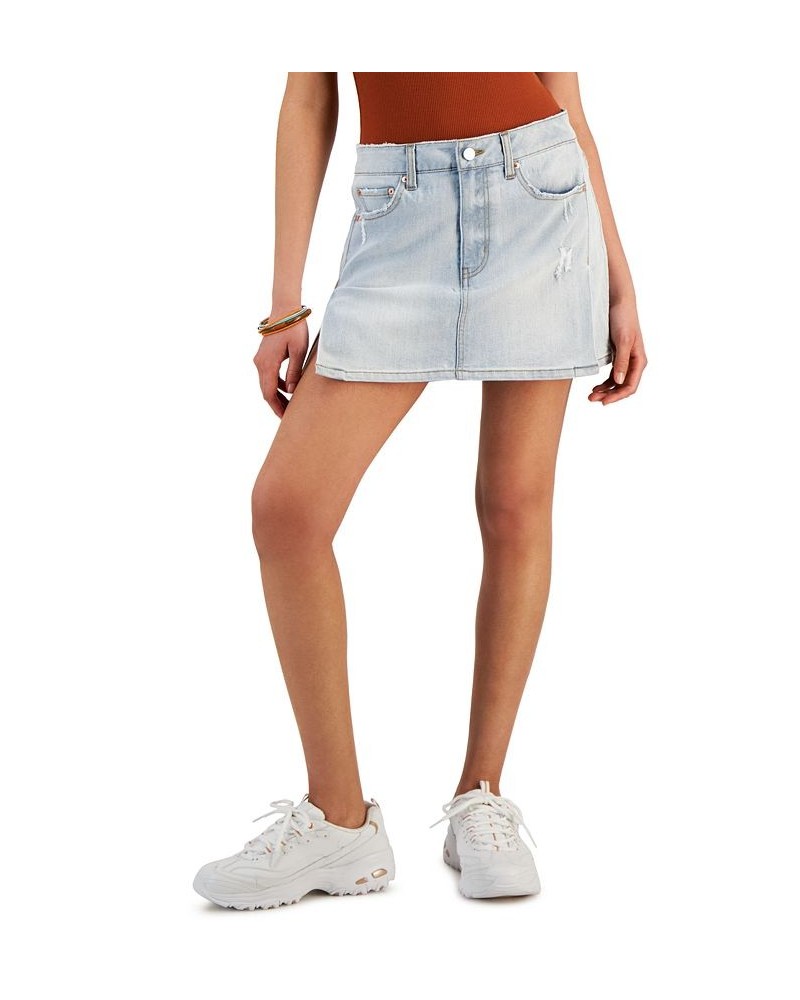 Juniors' Side-Slit A-Line Denim Mini Skirt Anders Wash $13.44 Skirts