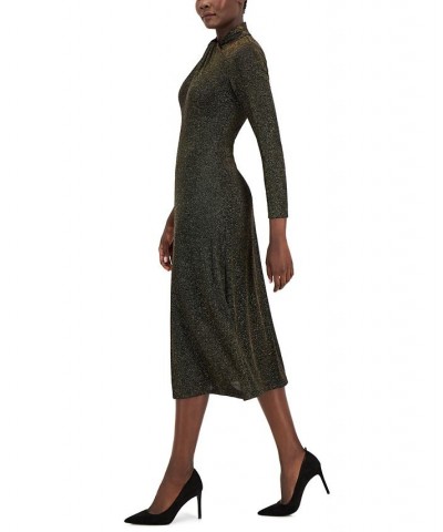 Women's Lurex-Knit Twist-Neck Midi Dress Anne Black/gold $39.72 Dresses