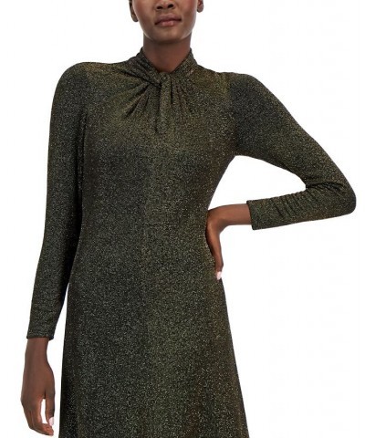 Women's Lurex-Knit Twist-Neck Midi Dress Anne Black/gold $39.72 Dresses