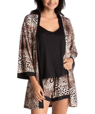 Animal-Print Wrap Robe Cami & Shorts Set Camel $16.00 Sleepwear