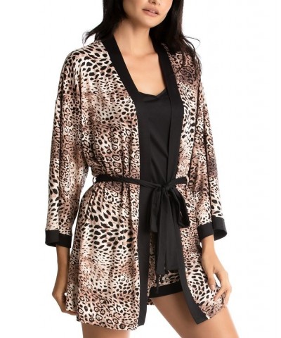 Animal-Print Wrap Robe Cami & Shorts Set Camel $16.00 Sleepwear