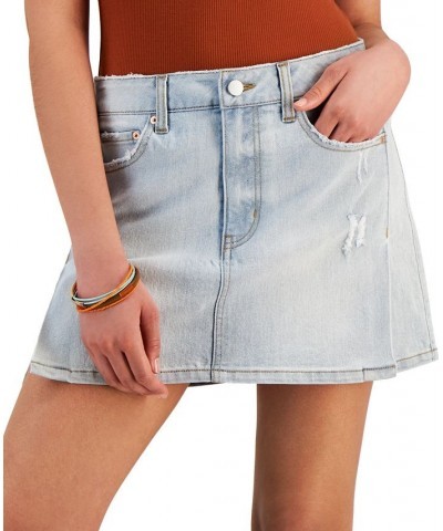 Juniors' Side-Slit A-Line Denim Mini Skirt Anders Wash $13.44 Skirts