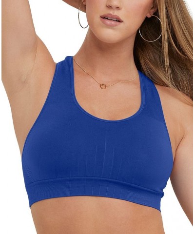 Women's Seamless Racerback Medium Impact Sports Bra Blue $15.53 Bras