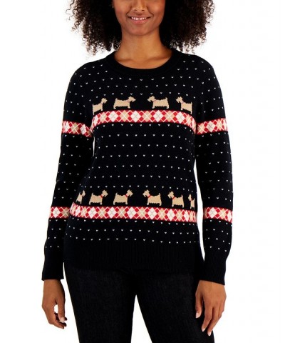 Petite Fair Isle Sweater Deep Black Combo $11.57 Sweaters