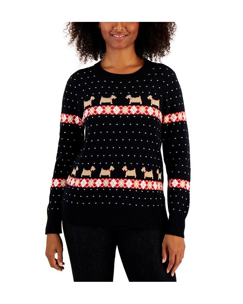 Petite Fair Isle Sweater Deep Black Combo $11.57 Sweaters