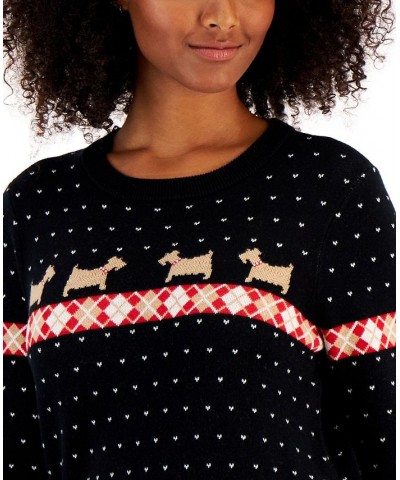 Petite Fair Isle Sweater Deep Black Combo $11.57 Sweaters