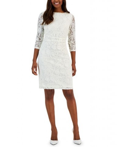 Women's Laurissa Lace 3/4-Sleeve Sheath Dress Tan/Beige $28.16 Dresses